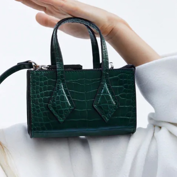 Zara Animal Print Mini Bag w. Strap | Emerald - Picture 2 of 8